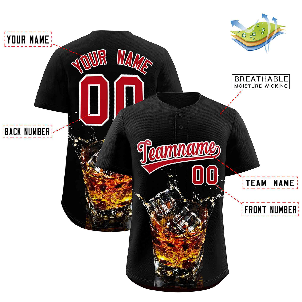 Custom Black National Beer Day Personalized Beer Pattern Baseball Jersey | Suitable For Groups Or Parties | KXKSHOP