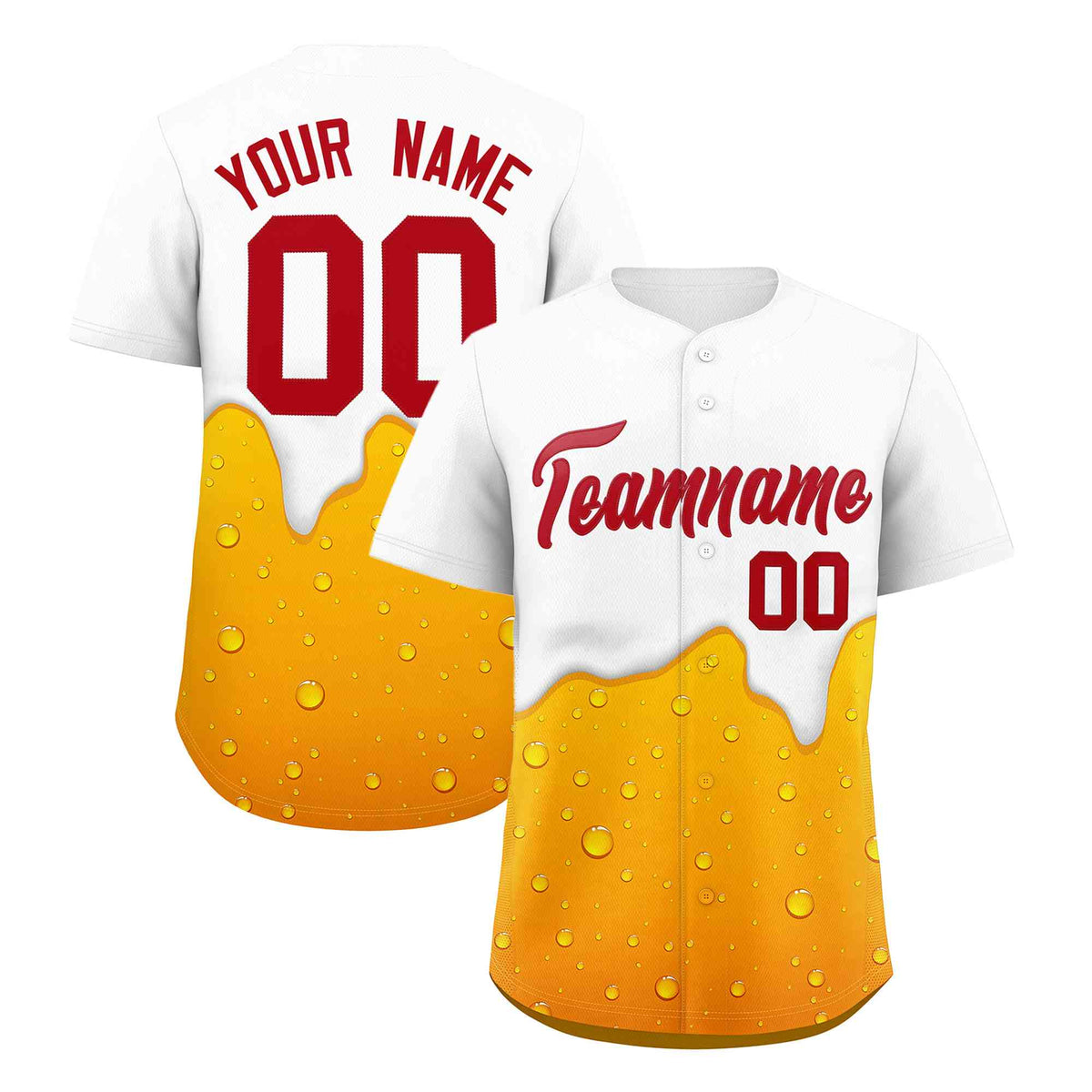 Custom Orange White National Beer Day Personalized Beer Pattern Baseball Jersey | Suitable For Groups Or Parties | KXKSHOP