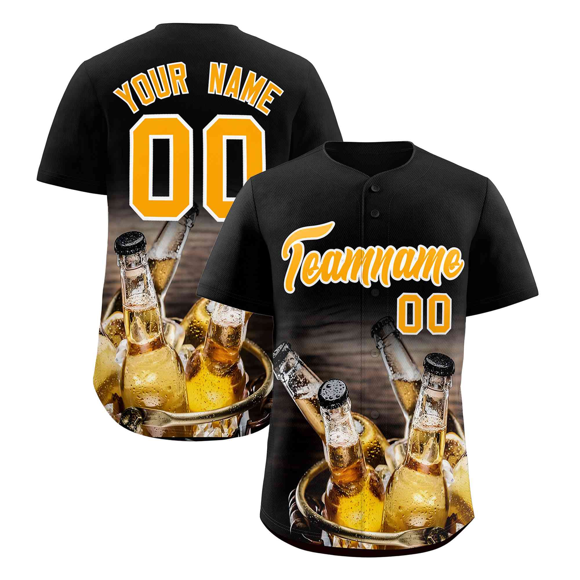 Custom Black National Beer Day Personalized Beer Pattern Baseball Jersey | Suitable For Groups Or Parties | KXKSHOP