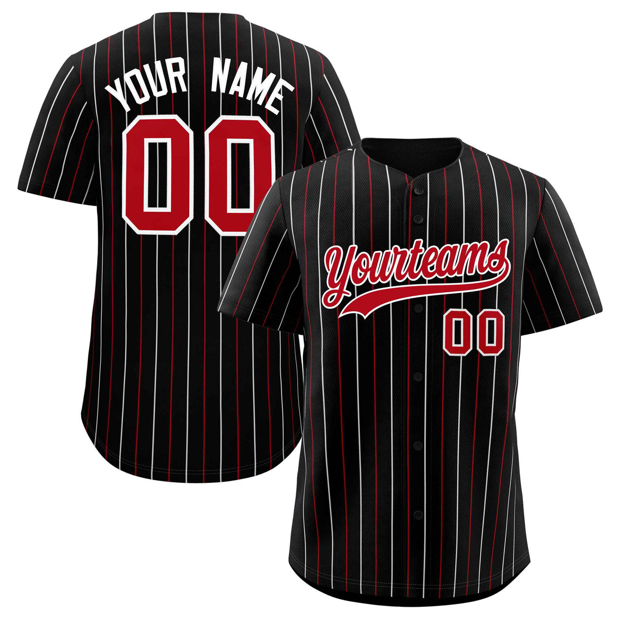 Custom Black Red and White Bi-Color Stripes Fashion Authentic Baseball Jersey