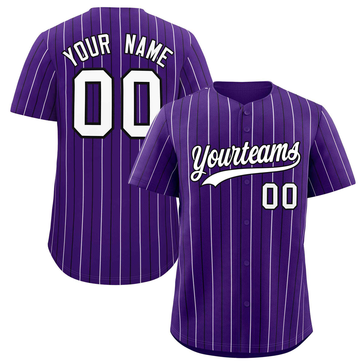 Custom Purple White and Black Bi-Color Stripes Fashion Authentic Baseball Jersey