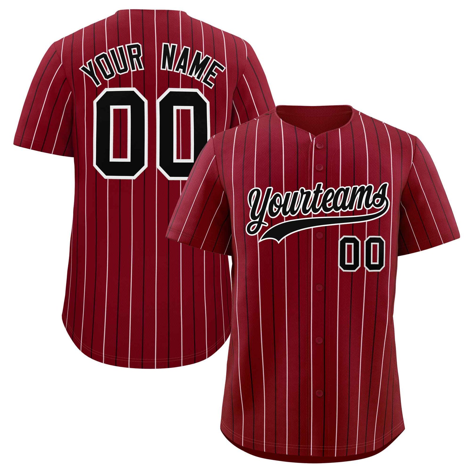 Custom Crimson Black and White Bi-Color Stripes Fashion Authentic Baseball Jersey