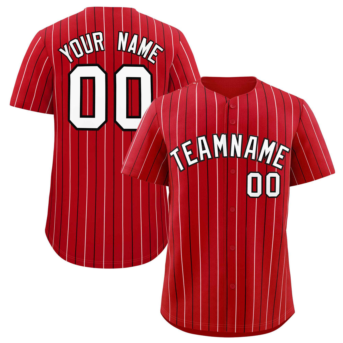 Custom Red White and Black Bi-Color Stripes Fashion Authentic Baseball Jersey