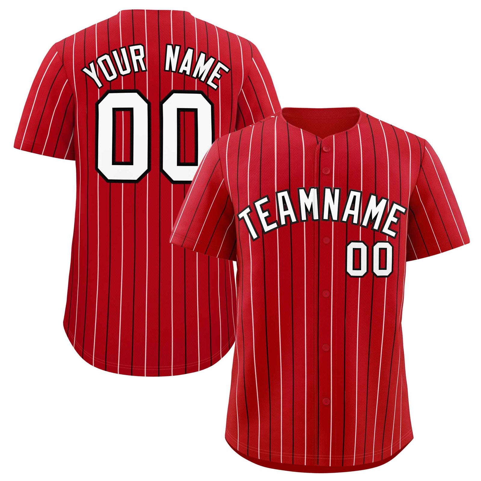 Custom Red White and Black Bi-Color Stripes Fashion Authentic Baseball Jersey