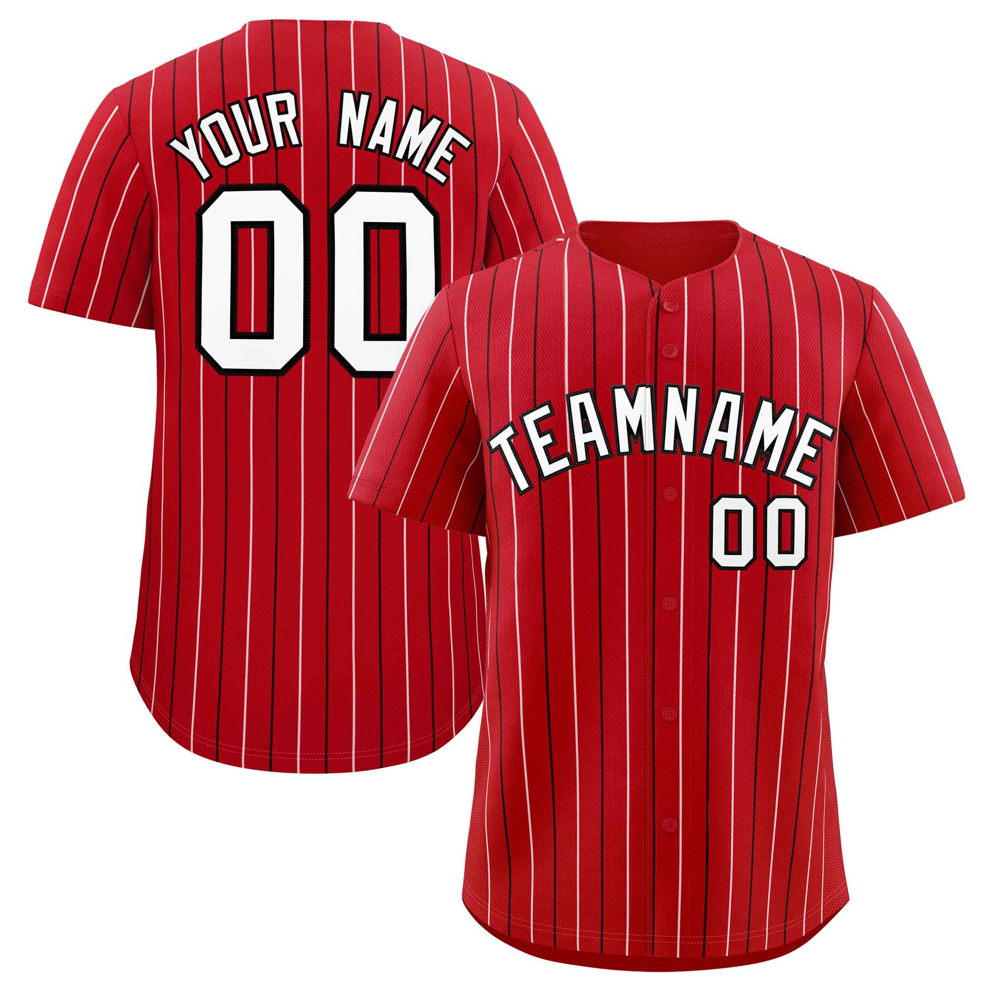 Custom Red White and Black Bi-Color Stripes Fashion Authentic Baseball Jersey