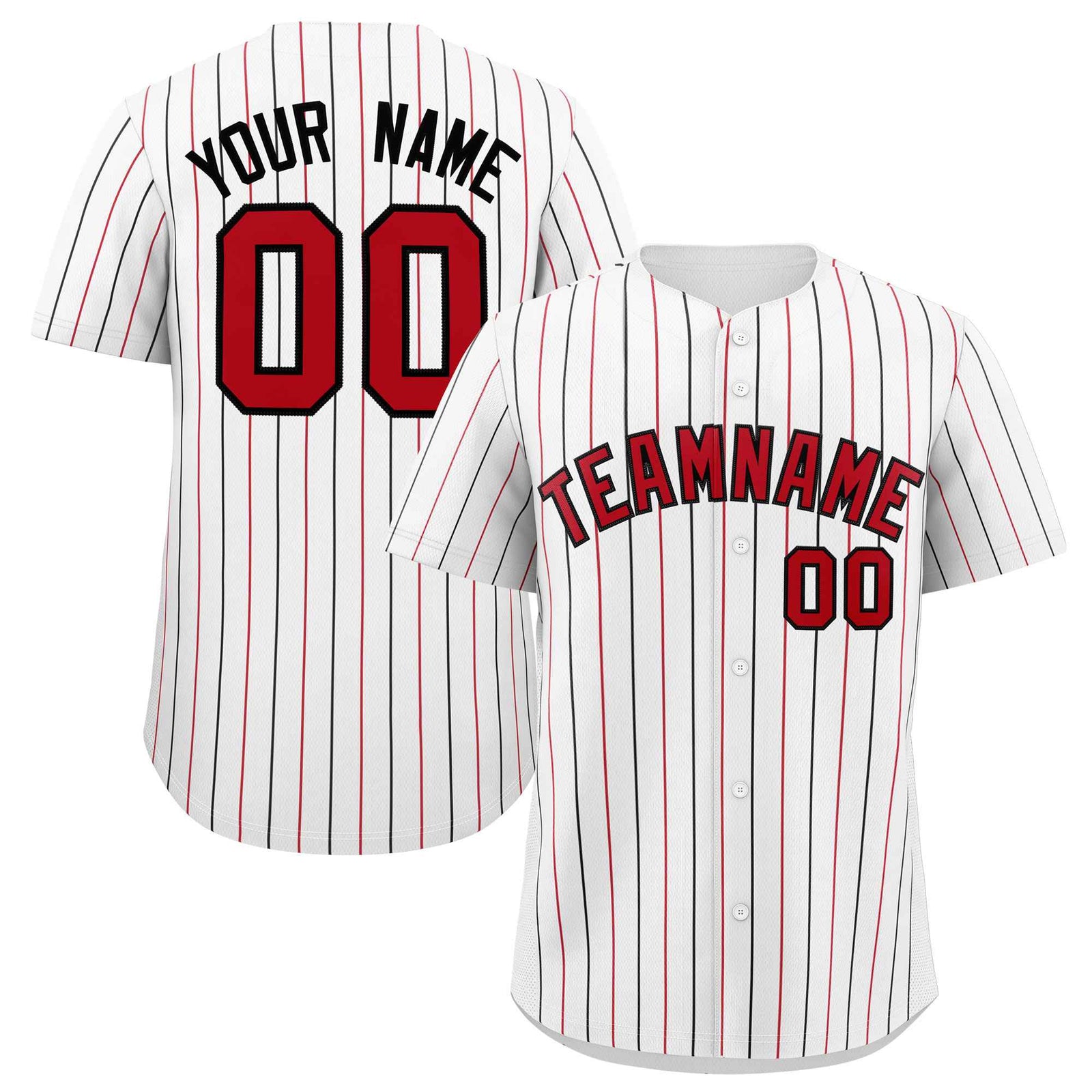 Custom White Red and Black Bi-Color Stripes Fashion Authentic Baseball Jersey