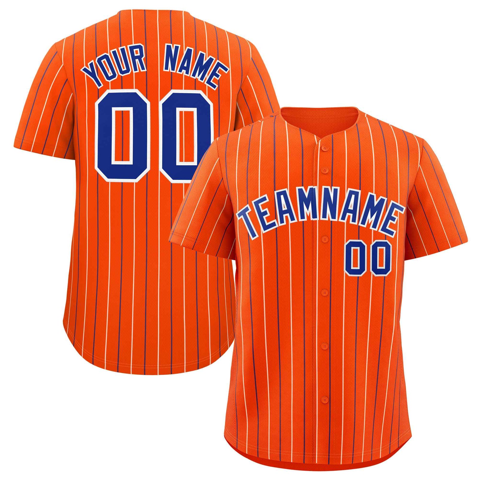 Custom Orange Royal and White Bi-Color Stripes Fashion Authentic Baseball Jersey