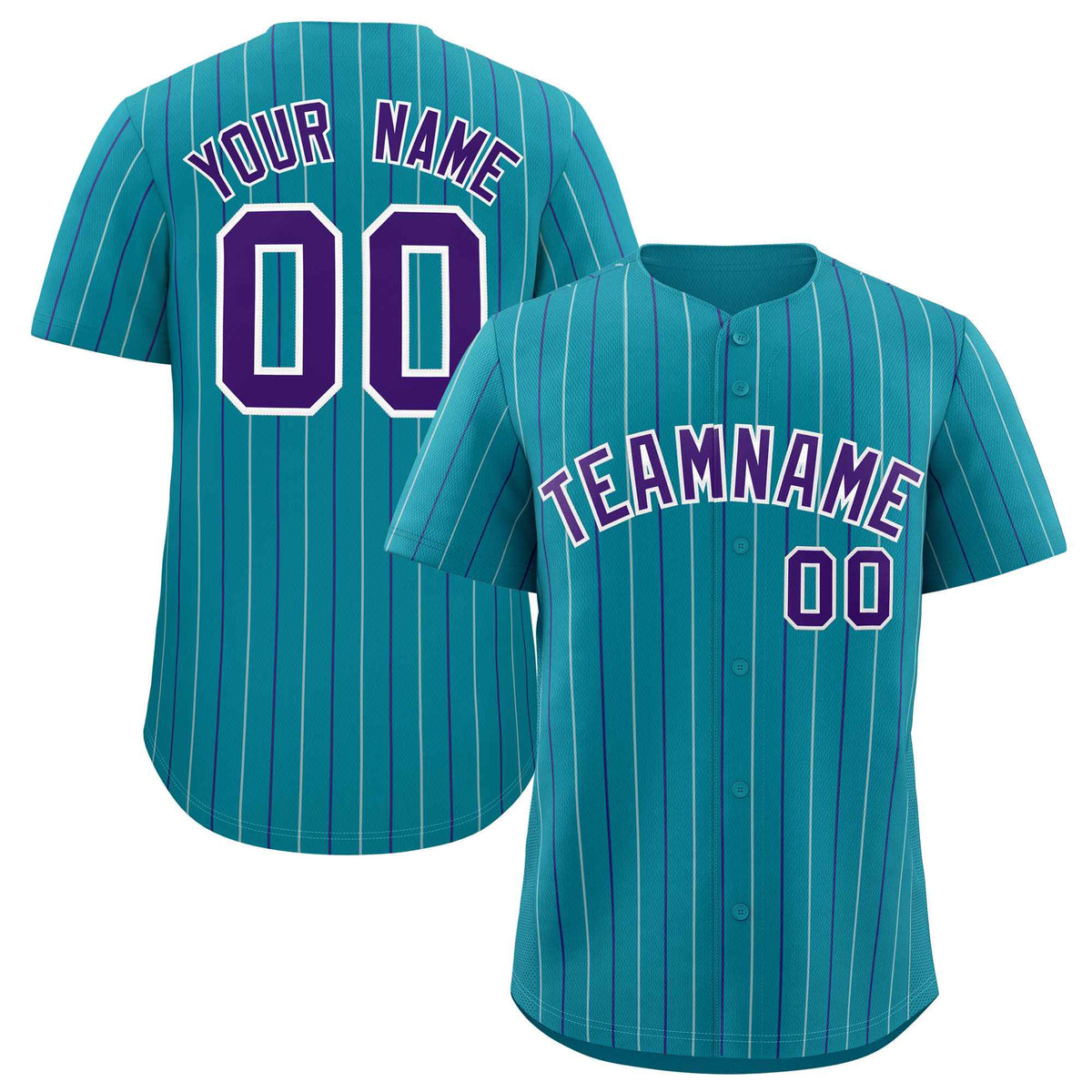 Custom Teal White and Purple Bi-Color Stripes Fashion Authentic Baseball Jersey