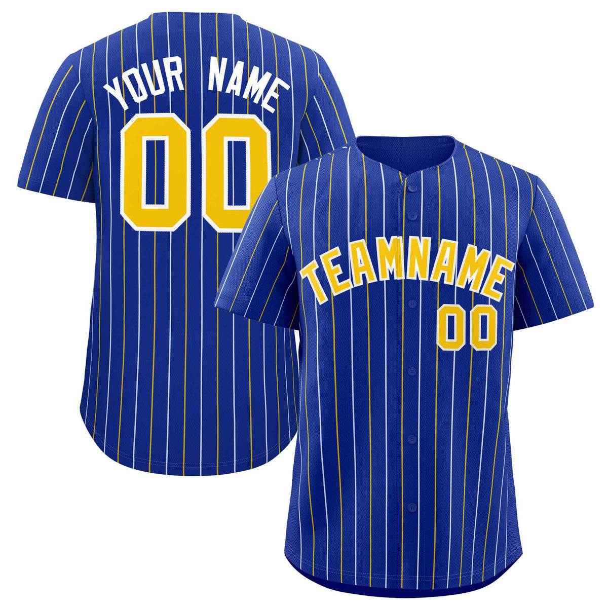 Custom Royal Gold and White Bi-Color Stripes Fashion Authentic Baseball Jersey