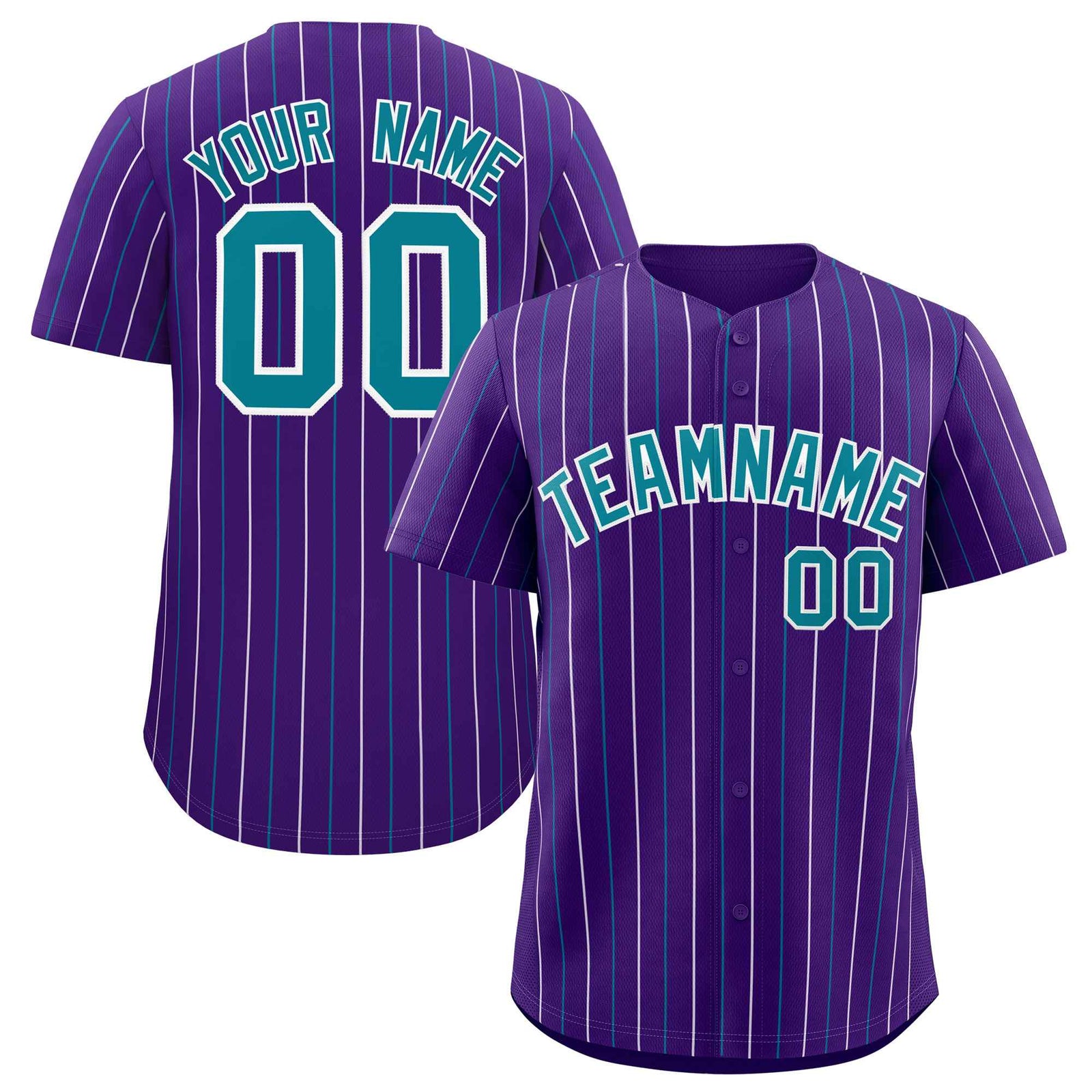 Custom Purple Teal and White Bi-Color Stripes Fashion Authentic Baseball Jersey