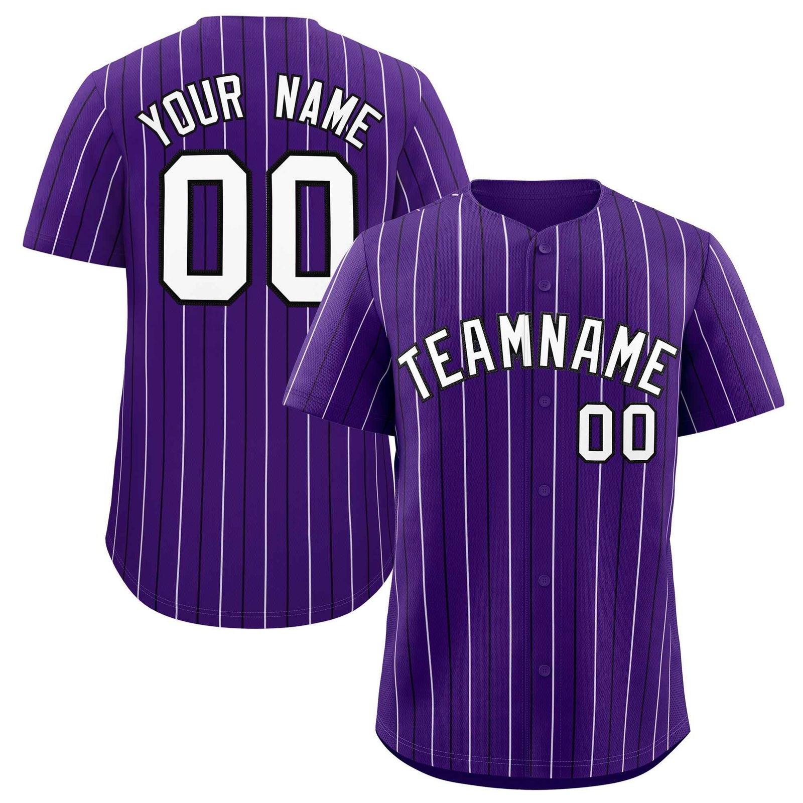 Custom Purple White and Black Bi-Color Stripes Fashion Authentic Baseball Jersey