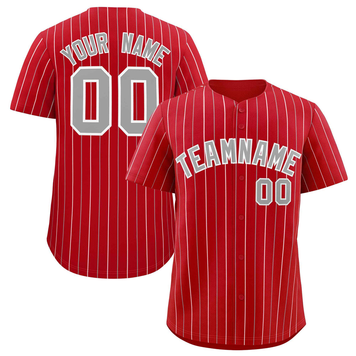 Custom Red Gray and White Bi-Color Stripes Fashion Authentic Baseball Jersey