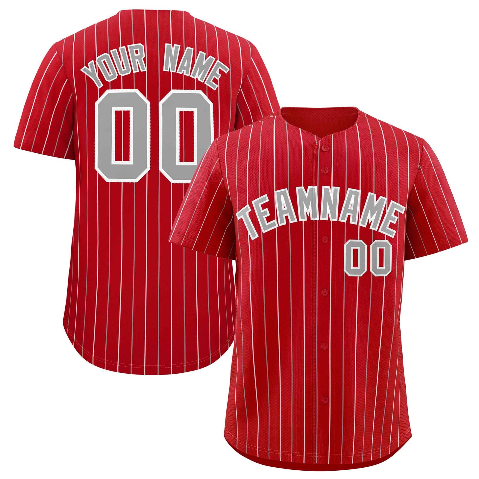 Custom Red Gray and White Bi-Color Stripes Fashion Authentic Baseball Jersey