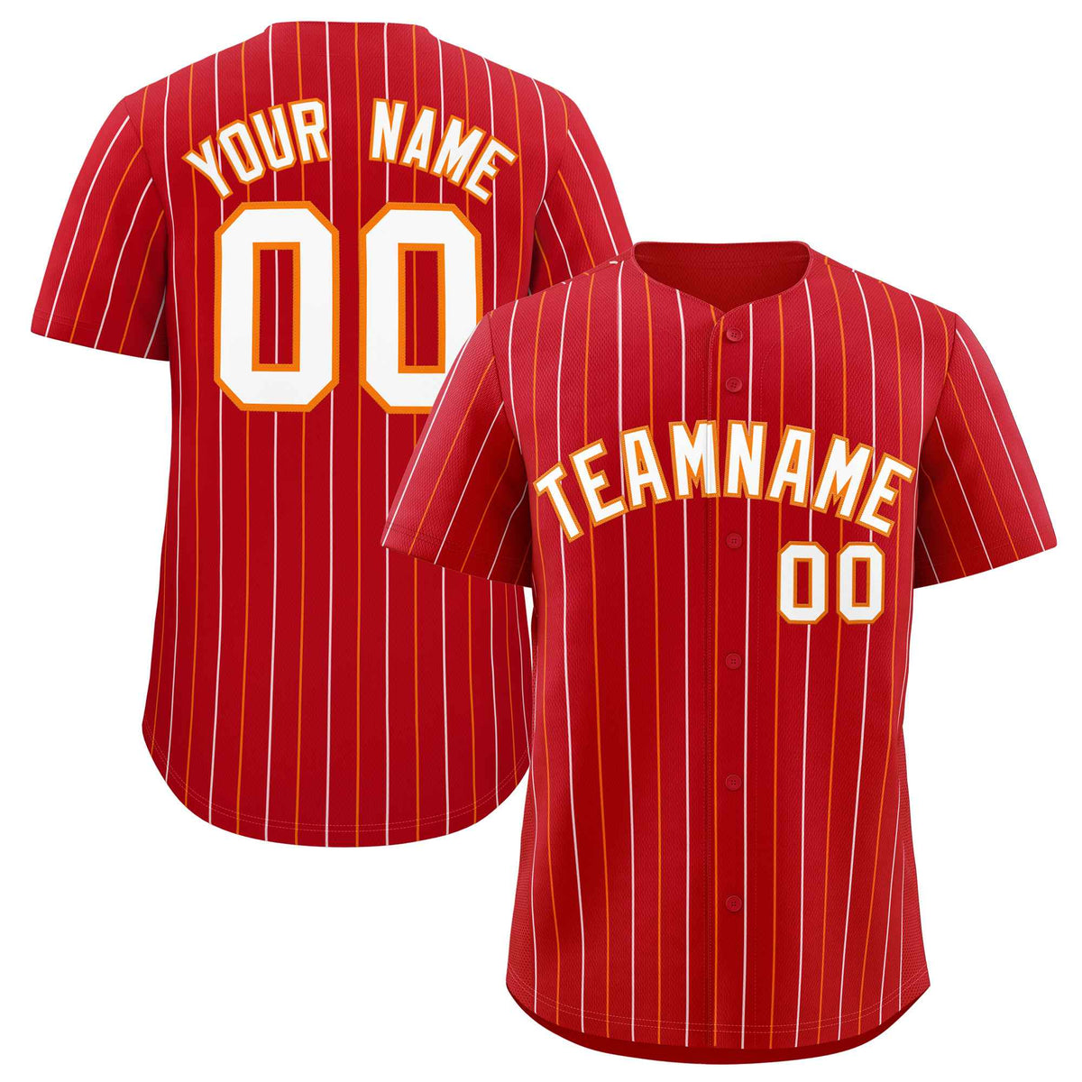 Custom Red White and Orange Bi-Color Stripes Fashion Authentic Baseball Jersey