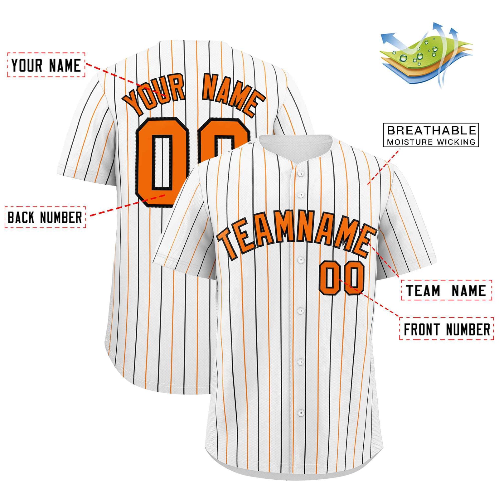 Custom White Orange and White Bi-Color Stripes Fashion Authentic Baseball Jersey