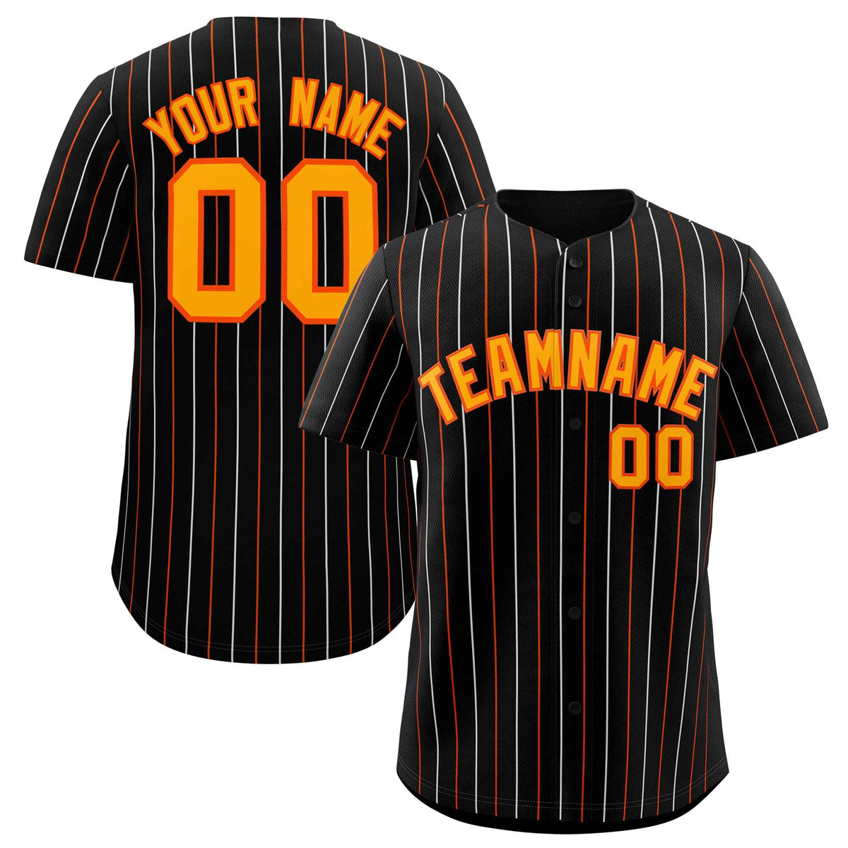 Custom Black Orange and White Bi-Color Stripes Fashion Authentic Baseball Jersey