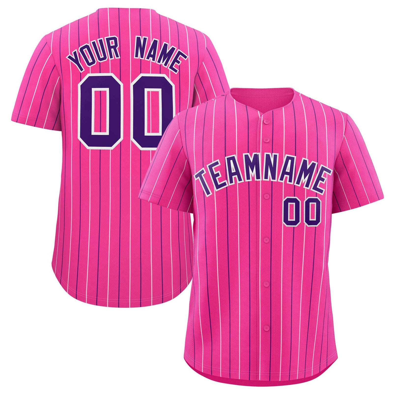 Custom Pink White and Purple Bi-Color Stripes Fashion Authentic Baseball Jersey