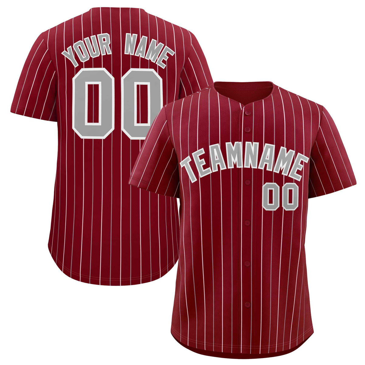 Custom Crimson Gray and White Bi-Color Stripes Fashion Authentic Baseball Jersey