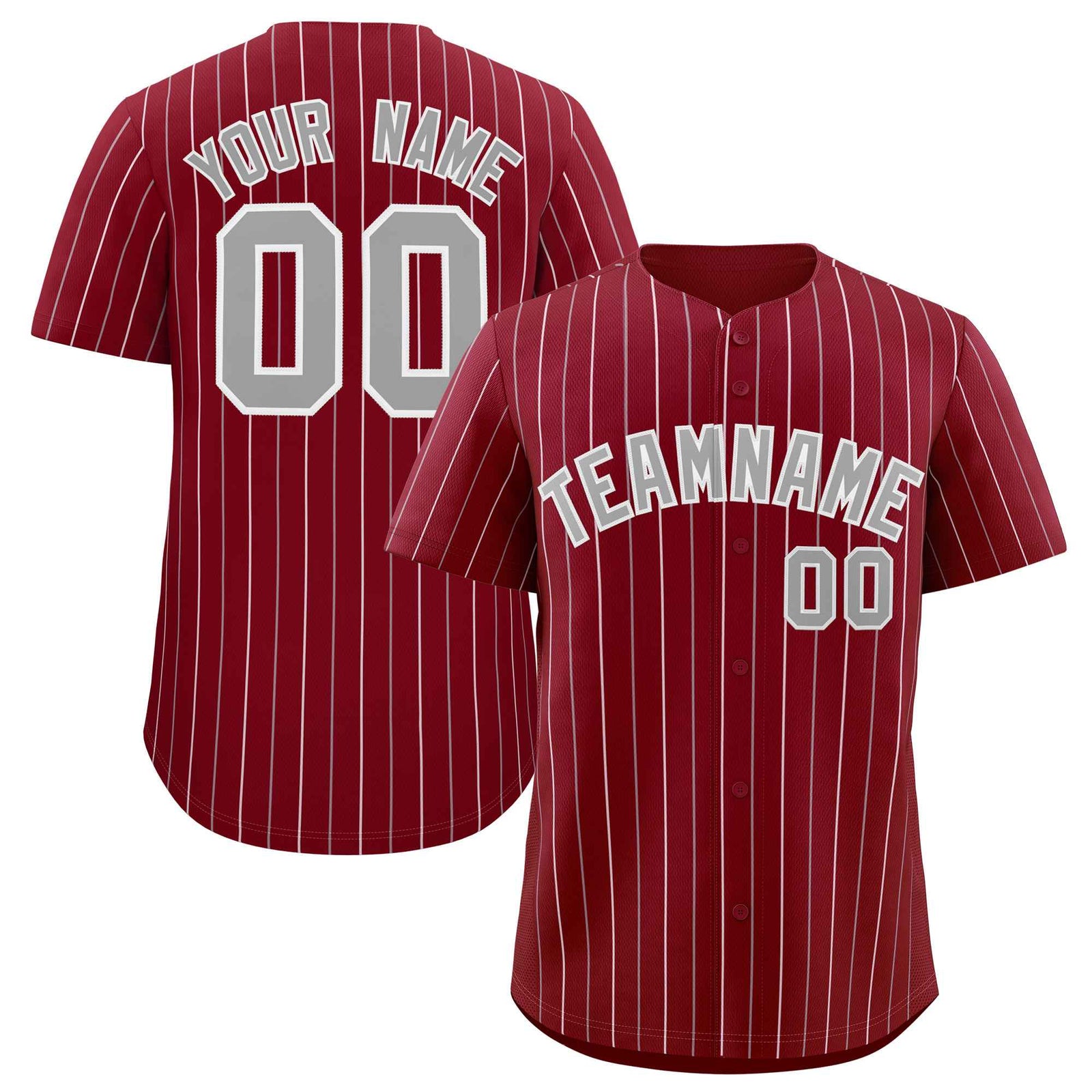 Custom Crimson Gray and White Bi-Color Stripes Fashion Authentic Baseball Jersey