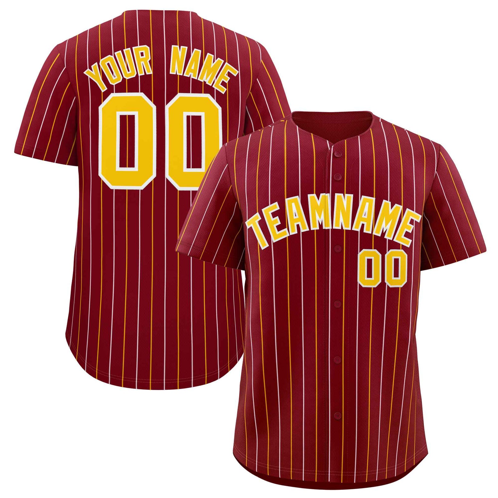 Custom Crimson Gold and White Bi-Color Stripes Fashion Authentic Baseball Jersey