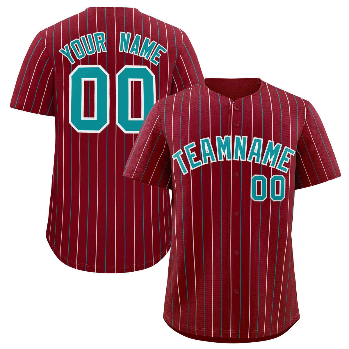 Custom Crimson Aqua and White Bi-Color Stripes Fashion Authentic Baseball Jersey