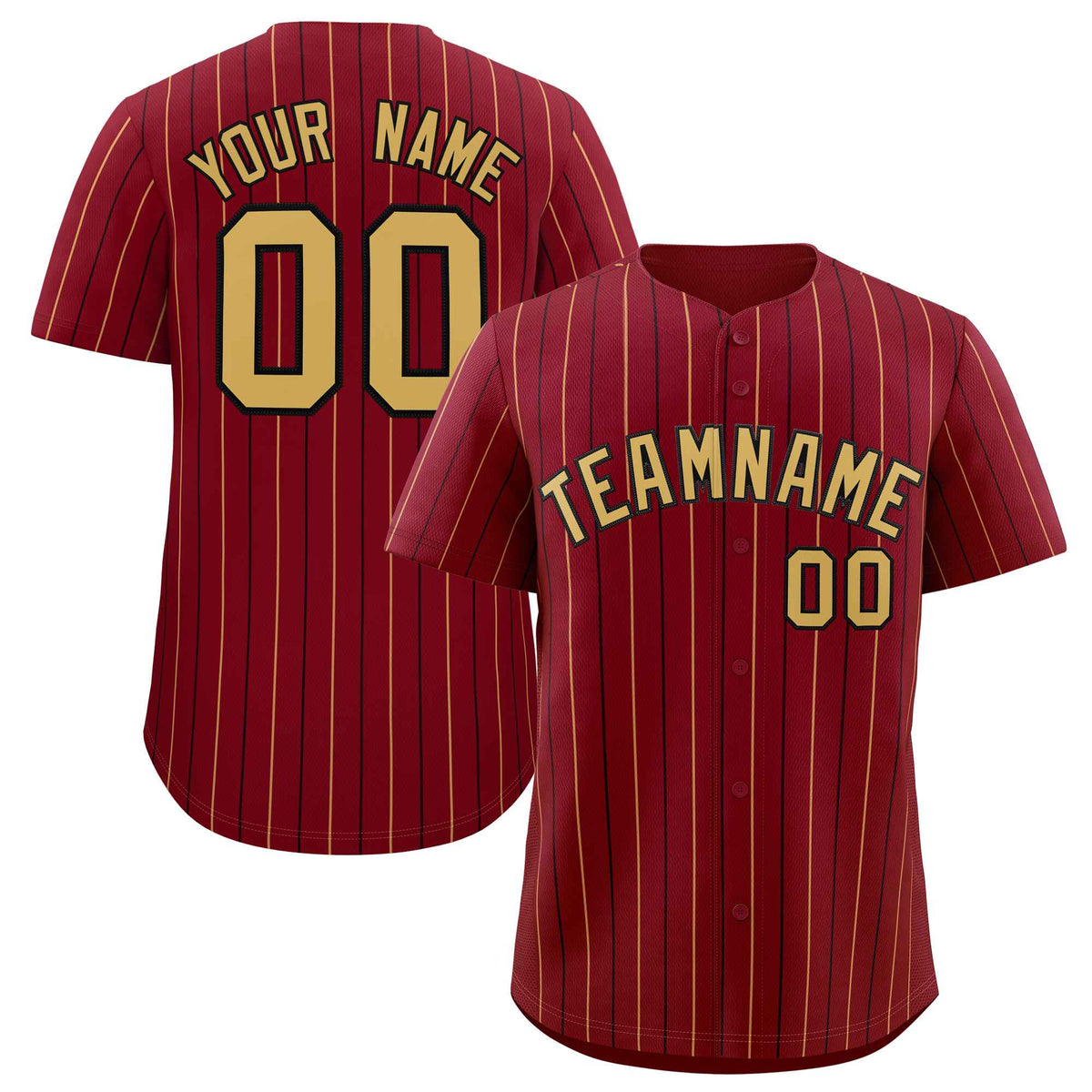 Custom Crimson Old Gold and Black Bi-Color Stripes Fashion Authentic Baseball Jersey