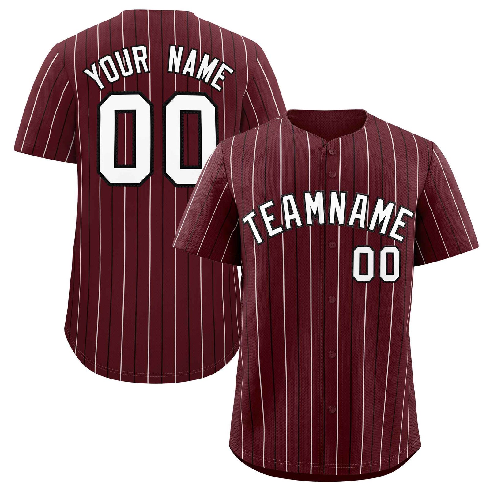 Custom Burgundy White and Black Bi-Color Stripes Fashion Authentic Baseball Jersey