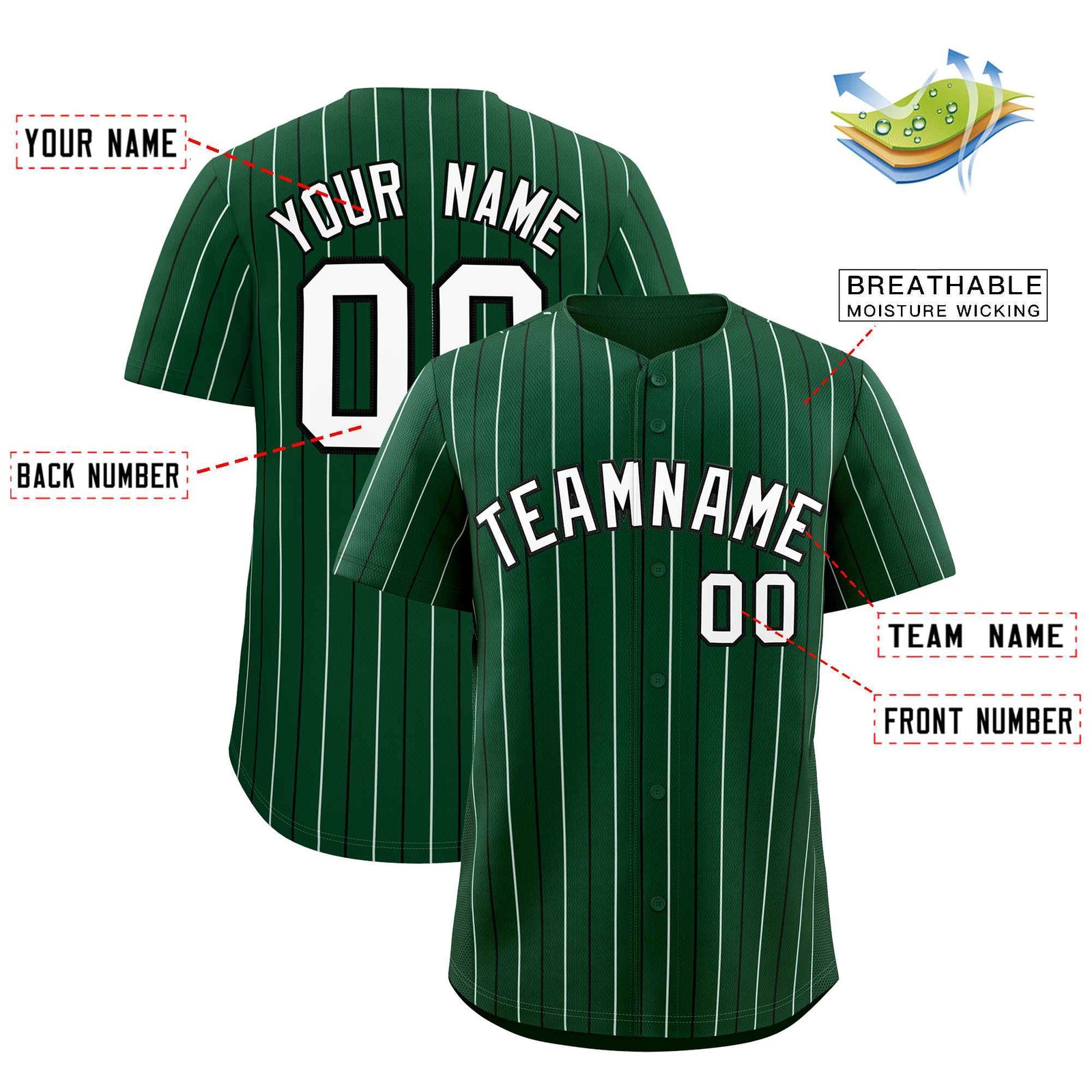 Custom Green Black and White Bi-Color Stripes Fashion Authentic Baseball Jersey