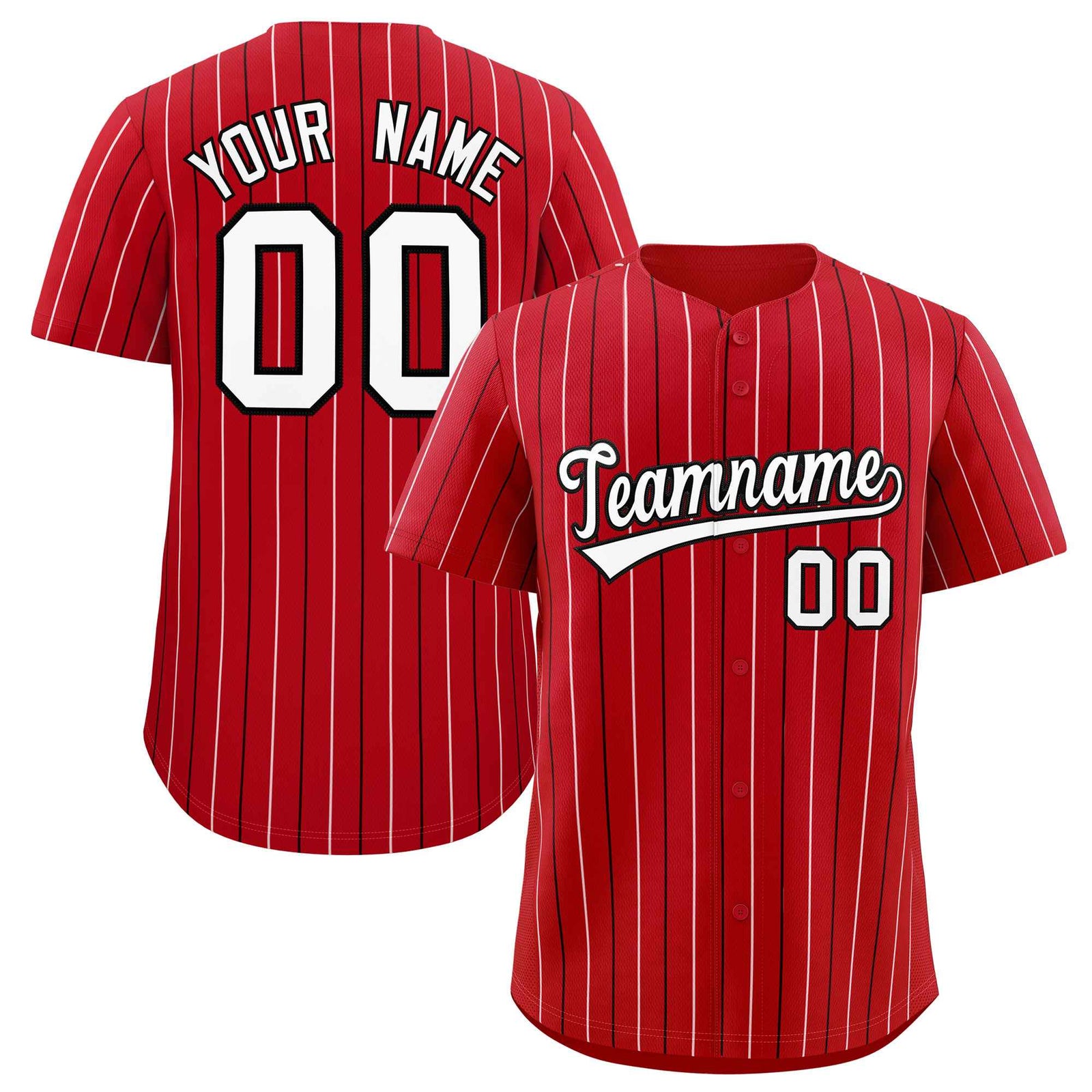Custom Red White and Black Bi-Color Stripes Fashion Authentic Baseball Jersey