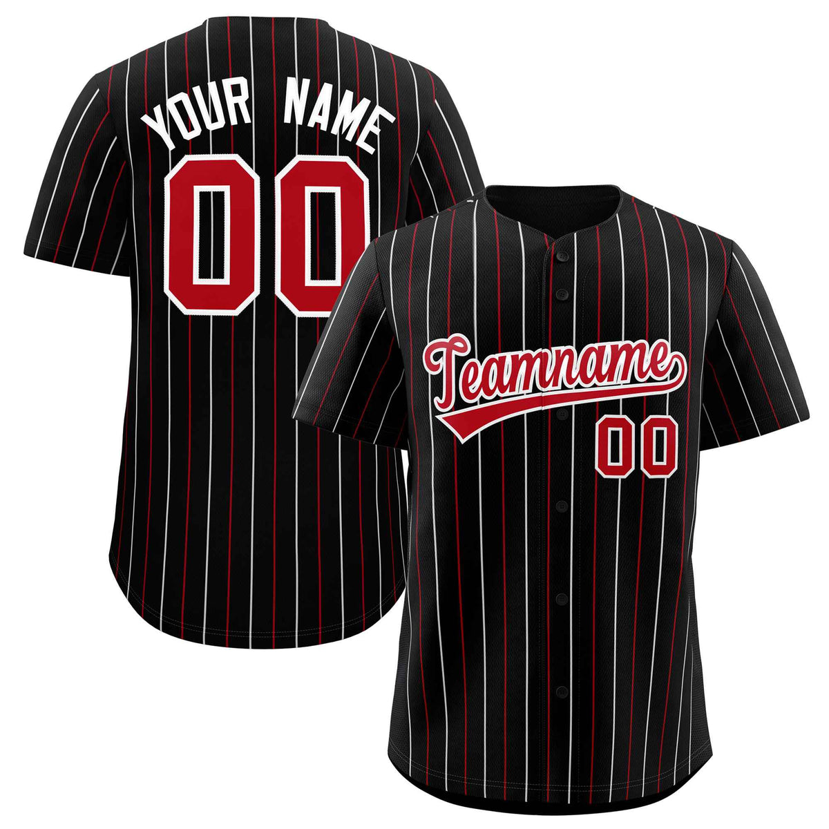 Custom Black Red and White Bi-Color Stripes Fashion Authentic Baseball Jersey