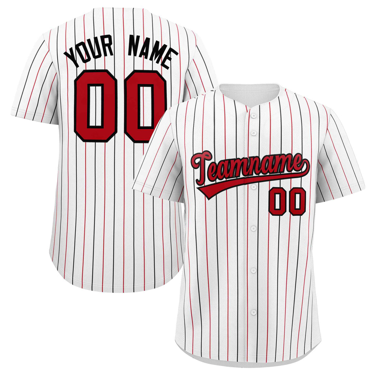 Custom White Red and Black Bi-Color Stripes Fashion Authentic Baseball Jersey