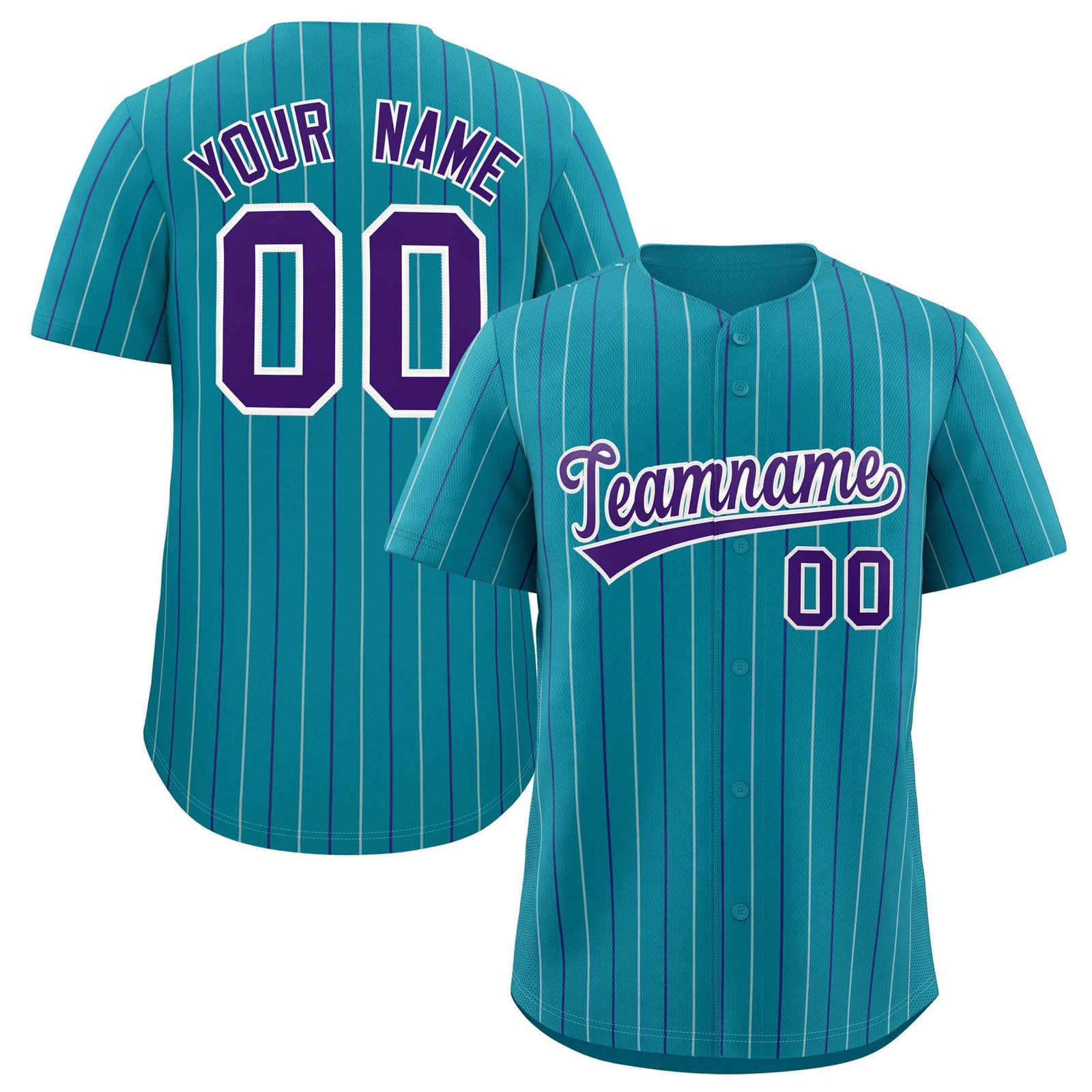 Custom Teal White and Purple Bi-Color Stripes Fashion Authentic Baseball Jersey