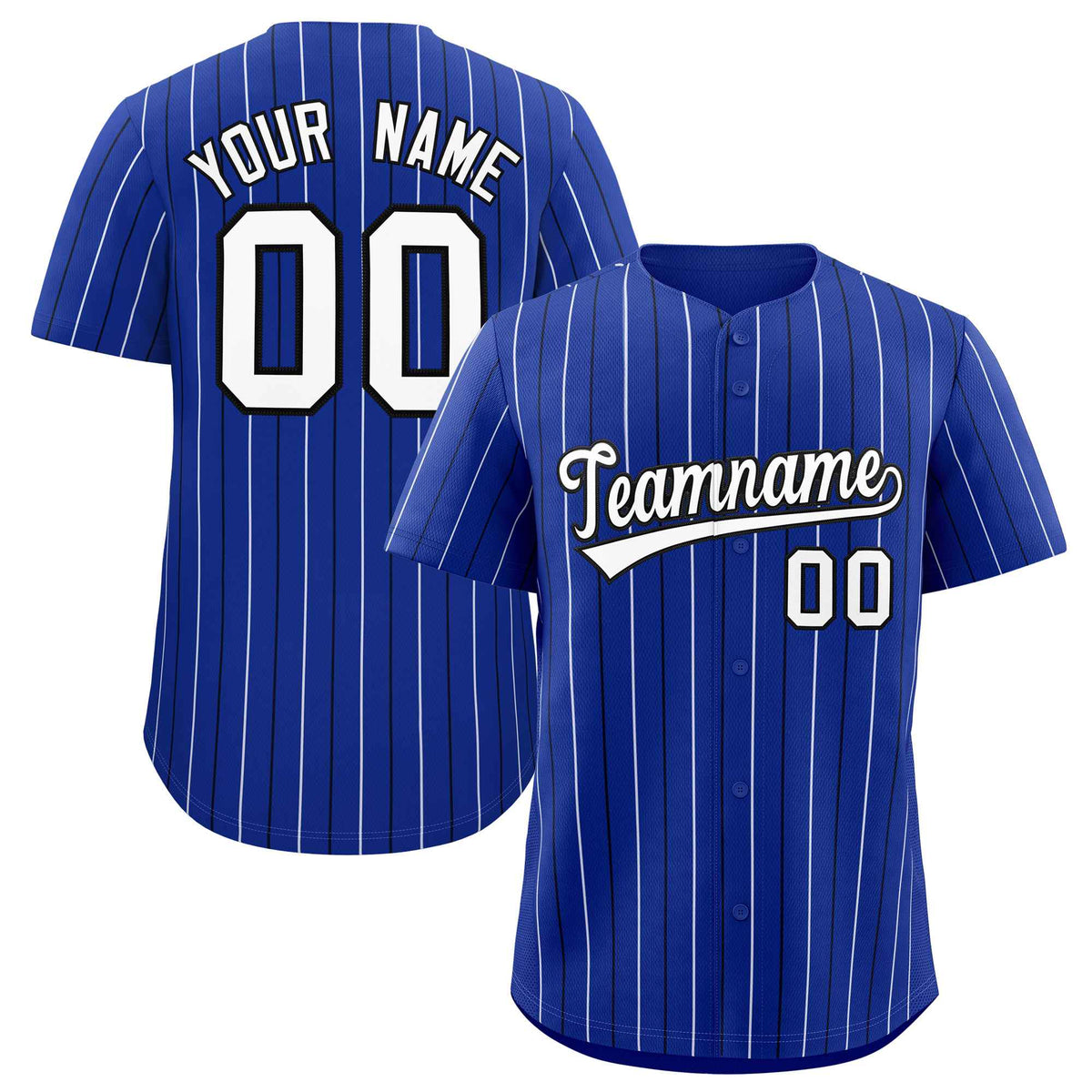 Custom Royal Black and White Bi-Color Stripes Fashion Authentic Baseball Jersey
