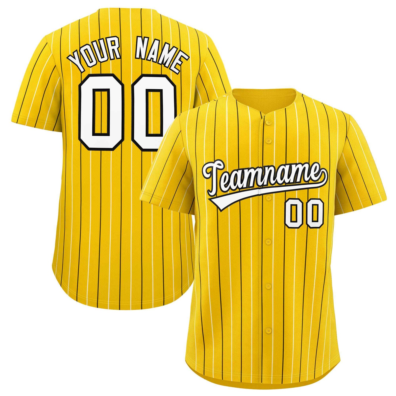 Custom Gold Black and White Bi-Color Stripes Fashion Authentic Baseball Jersey