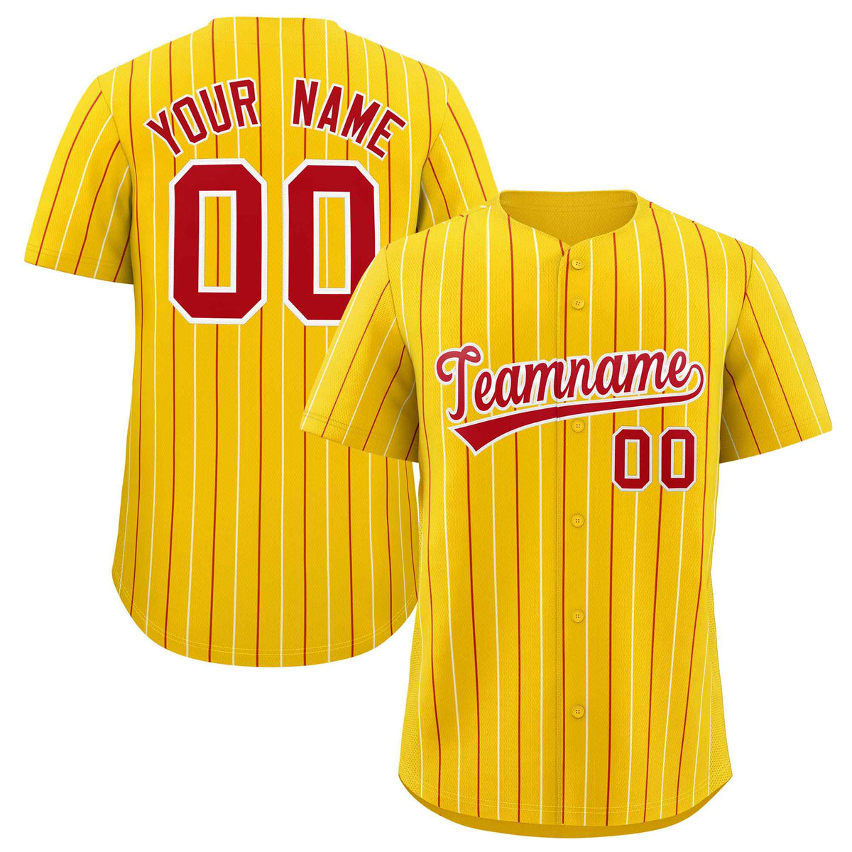 Custom Gold Red and White Bi-Color Stripes Fashion Authentic Baseball Jersey