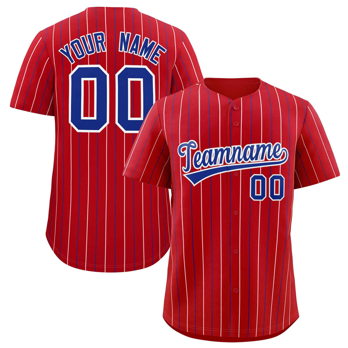 Custom Red Royal and White Bi-Color Stripes Fashion Authentic Baseball Jersey