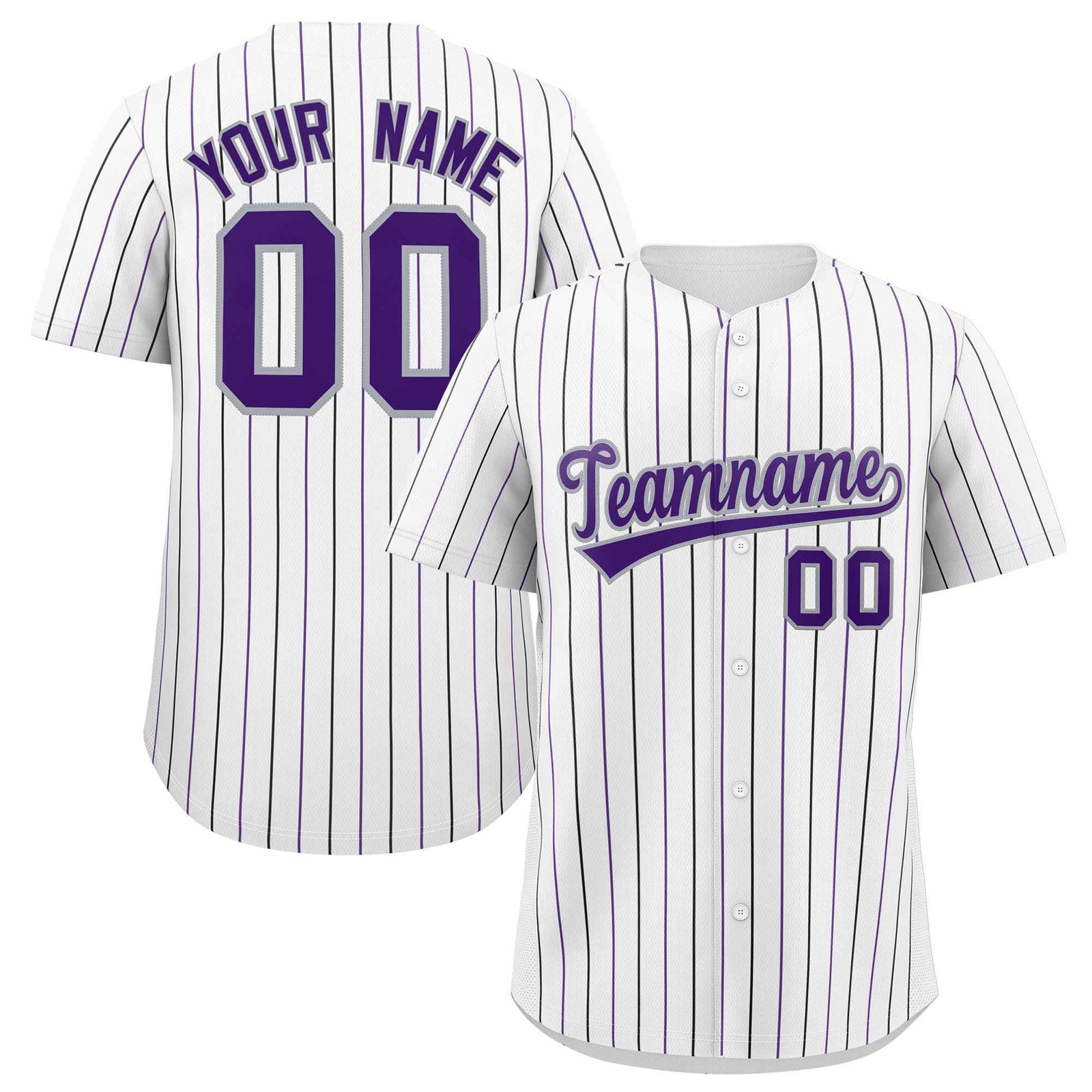 Custom White Purple and Gray Bi-Color Stripes Fashion Authentic Baseball Jersey