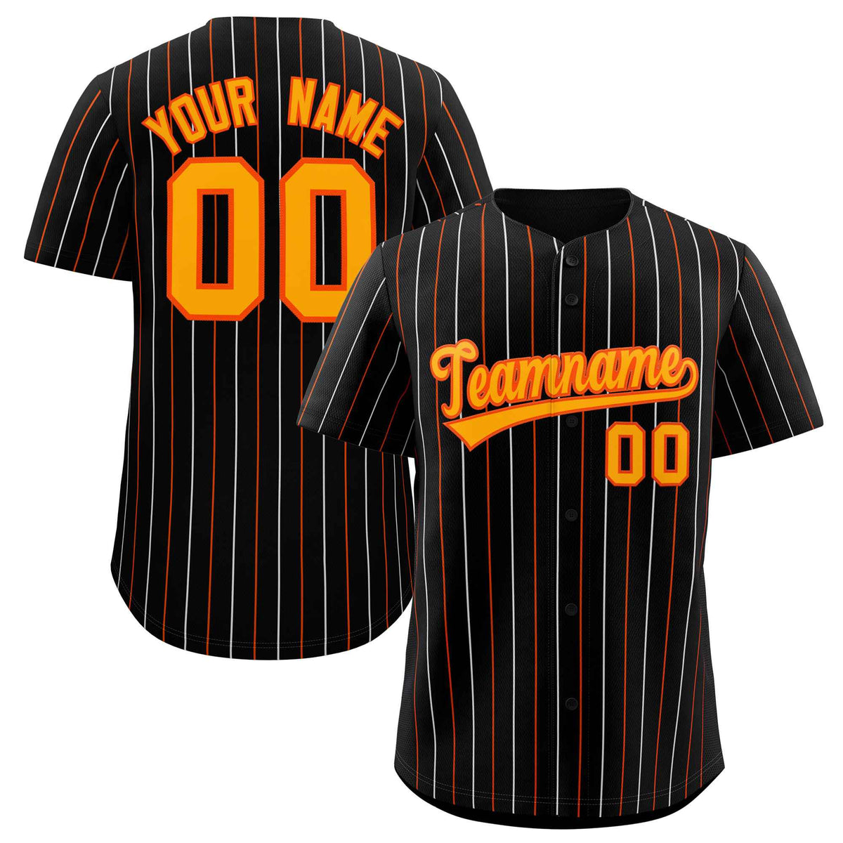Custom Black Orange and White Bi-Color Stripes Fashion Authentic Baseball Jersey