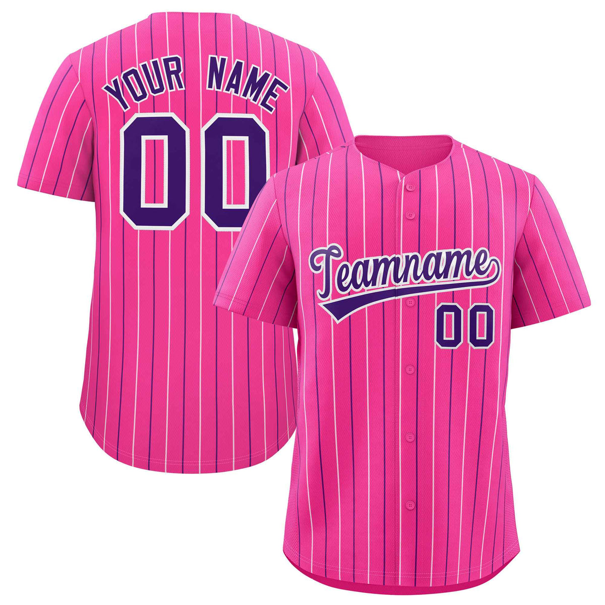 Custom Pink White and Purple Bi-Color Stripes Fashion Authentic Baseball Jersey