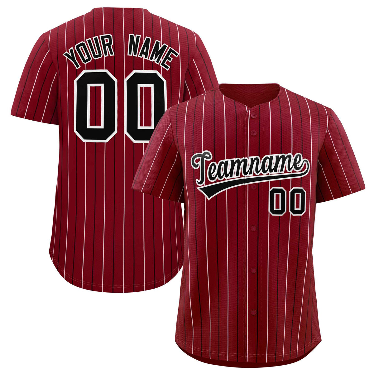 Custom Crimson Black and White Bi-Color Stripes Fashion Authentic Baseball Jersey