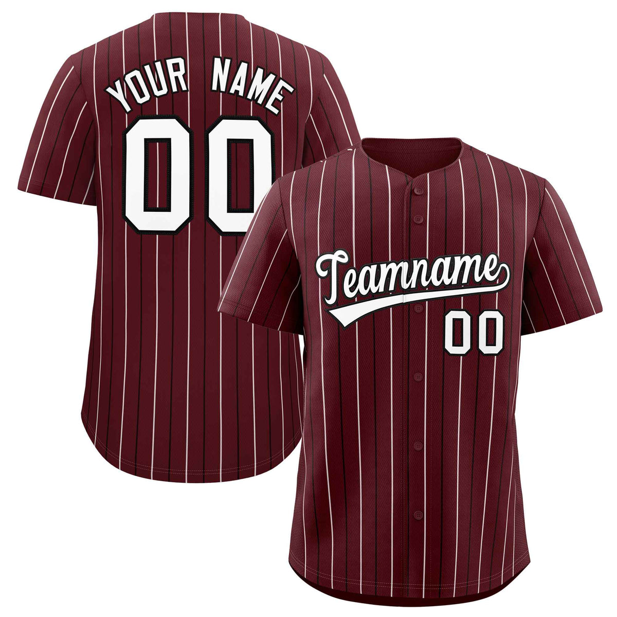 Custom Burgundy White and Black Bi-Color Stripes Fashion Authentic Baseball Jersey
