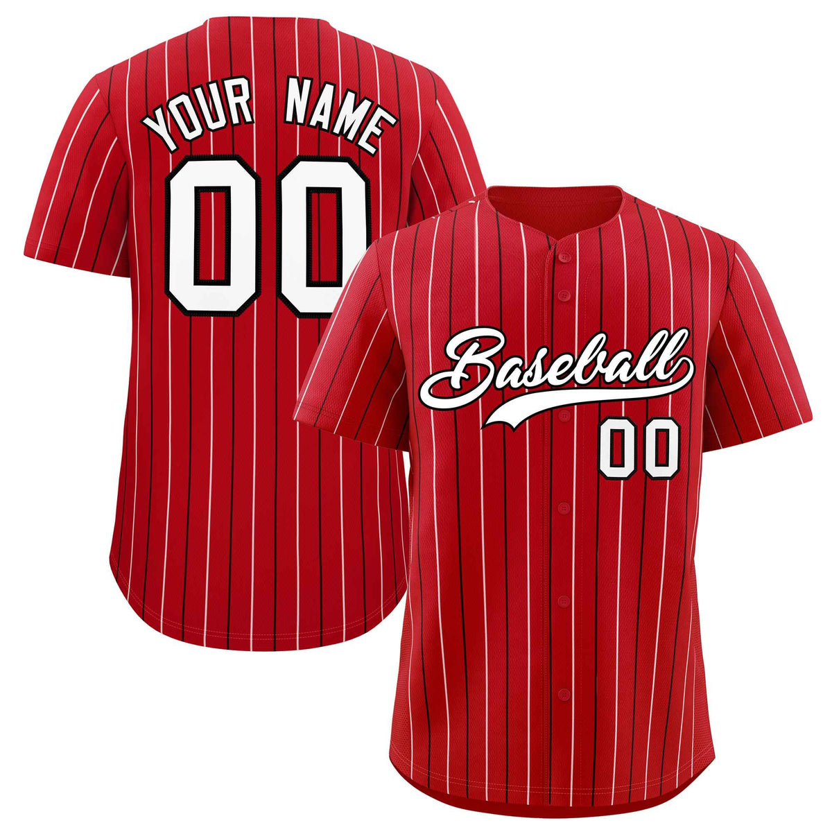 Custom Red White and Black Bi-Color Stripes Fashion Authentic Baseball Jersey