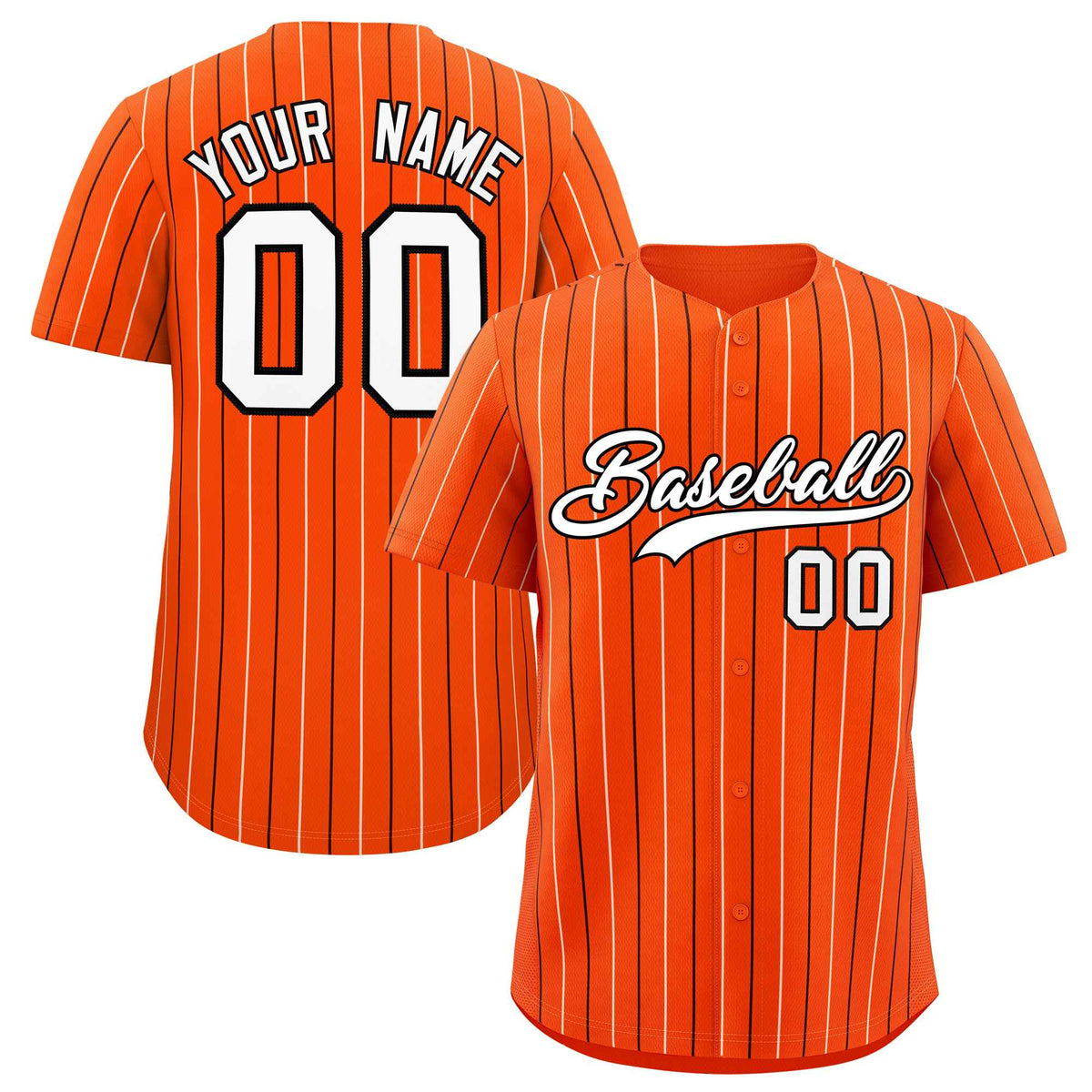 Custom Orange White and Black Bi-Color Stripes Fashion Authentic Baseball Jersey