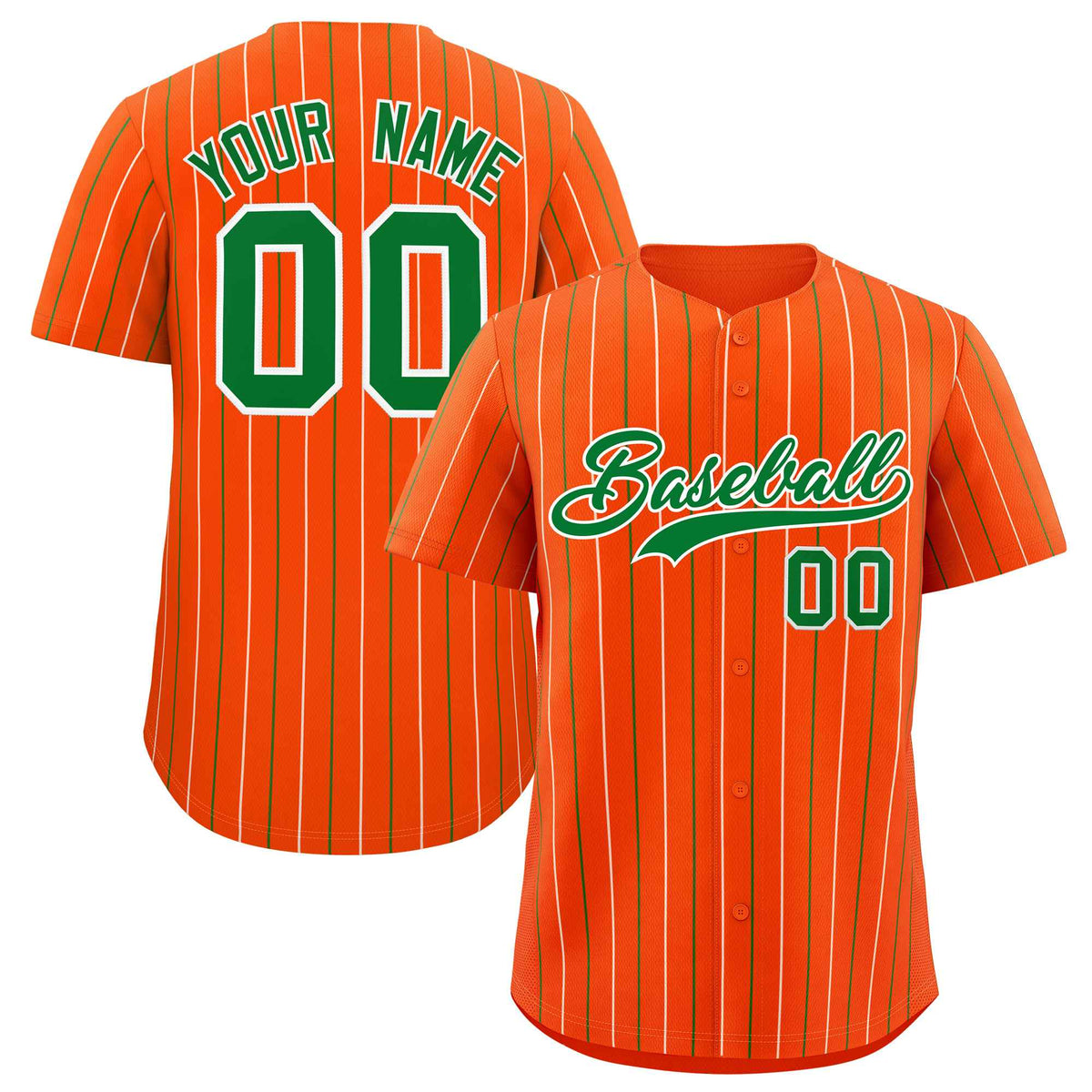 Custom Orange Kelly Green and White Bi-Color Stripes Fashion Authentic Baseball Jersey