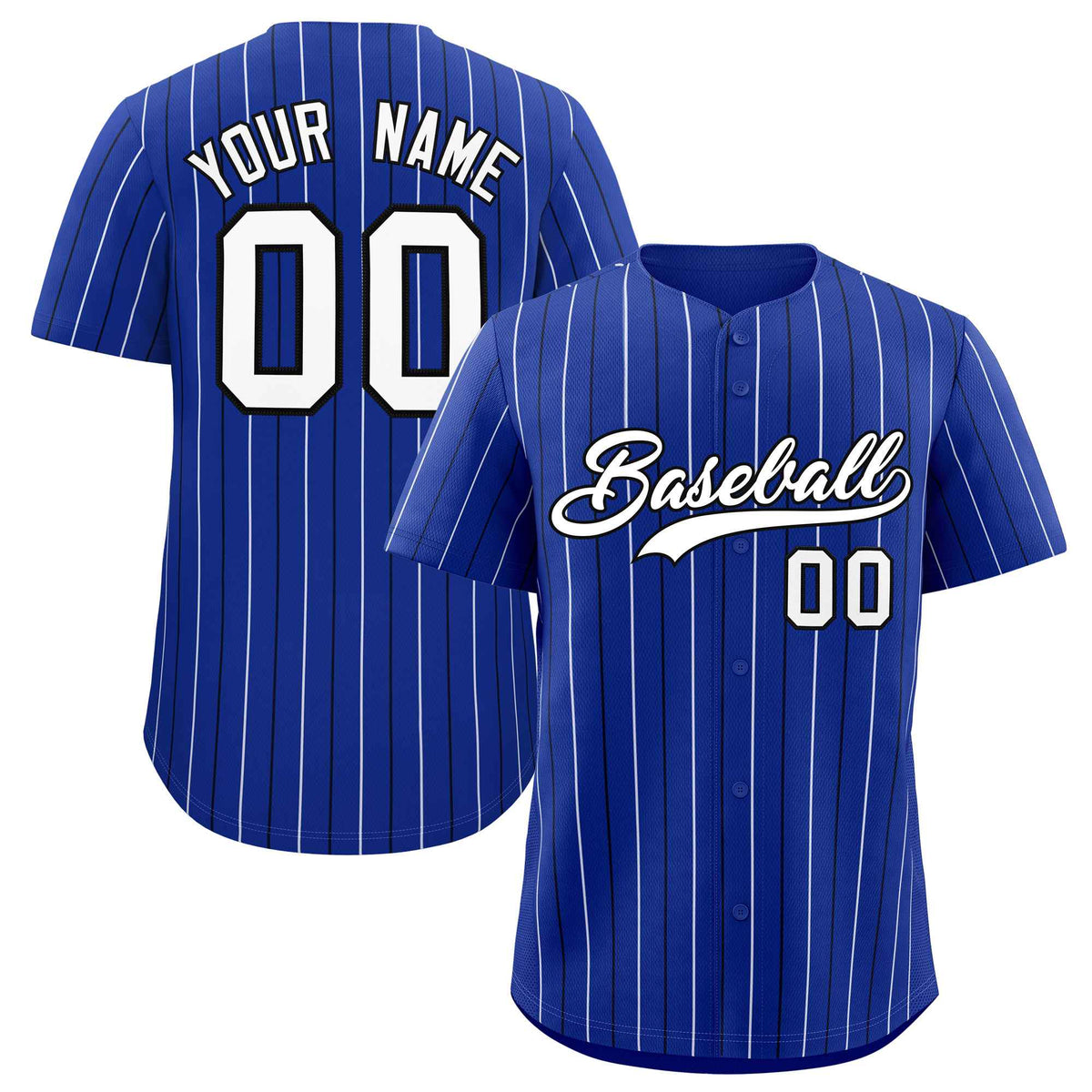 Custom Royal Black and White Bi-Color Stripes Fashion Authentic Baseball Jersey