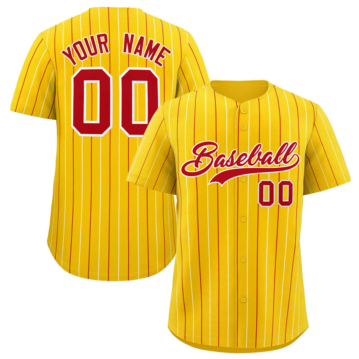 Custom Gold Red and White Bi-Color Stripes Fashion Authentic Baseball Jersey