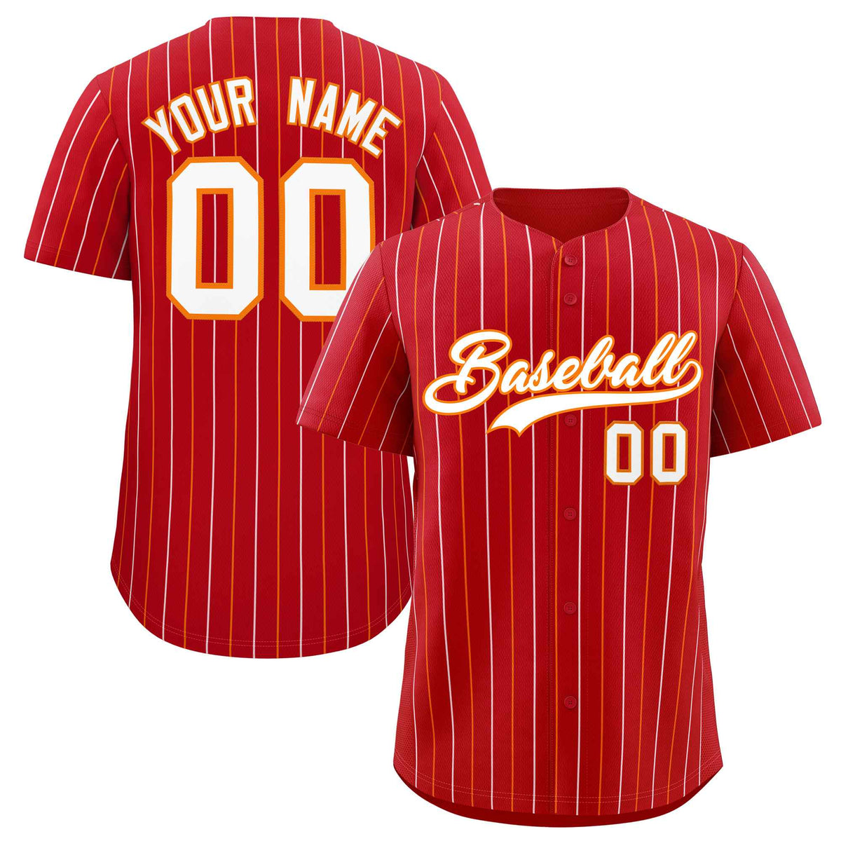 Custom Red White and Orange Bi-Color Stripes Fashion Authentic Baseball Jersey