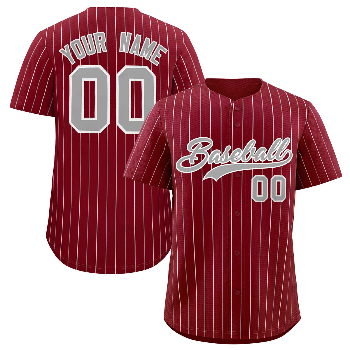Custom Crimson Gray and White Bi-Color Stripes Fashion Authentic Baseball Jersey