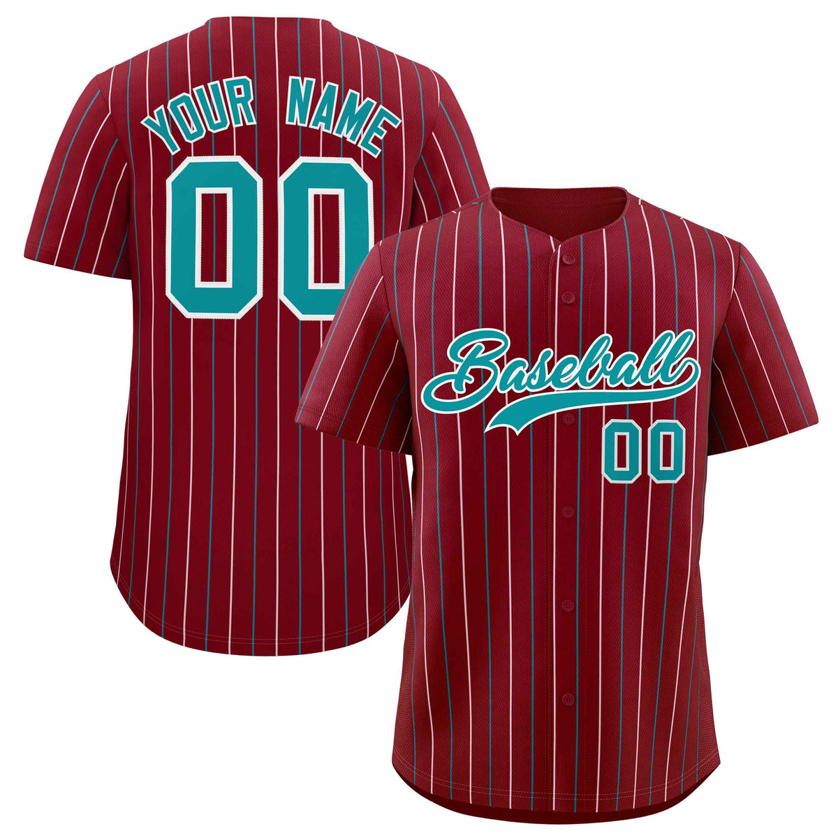 Custom Crimson Aqua and White Bi-Color Stripes Fashion Authentic Baseball Jersey