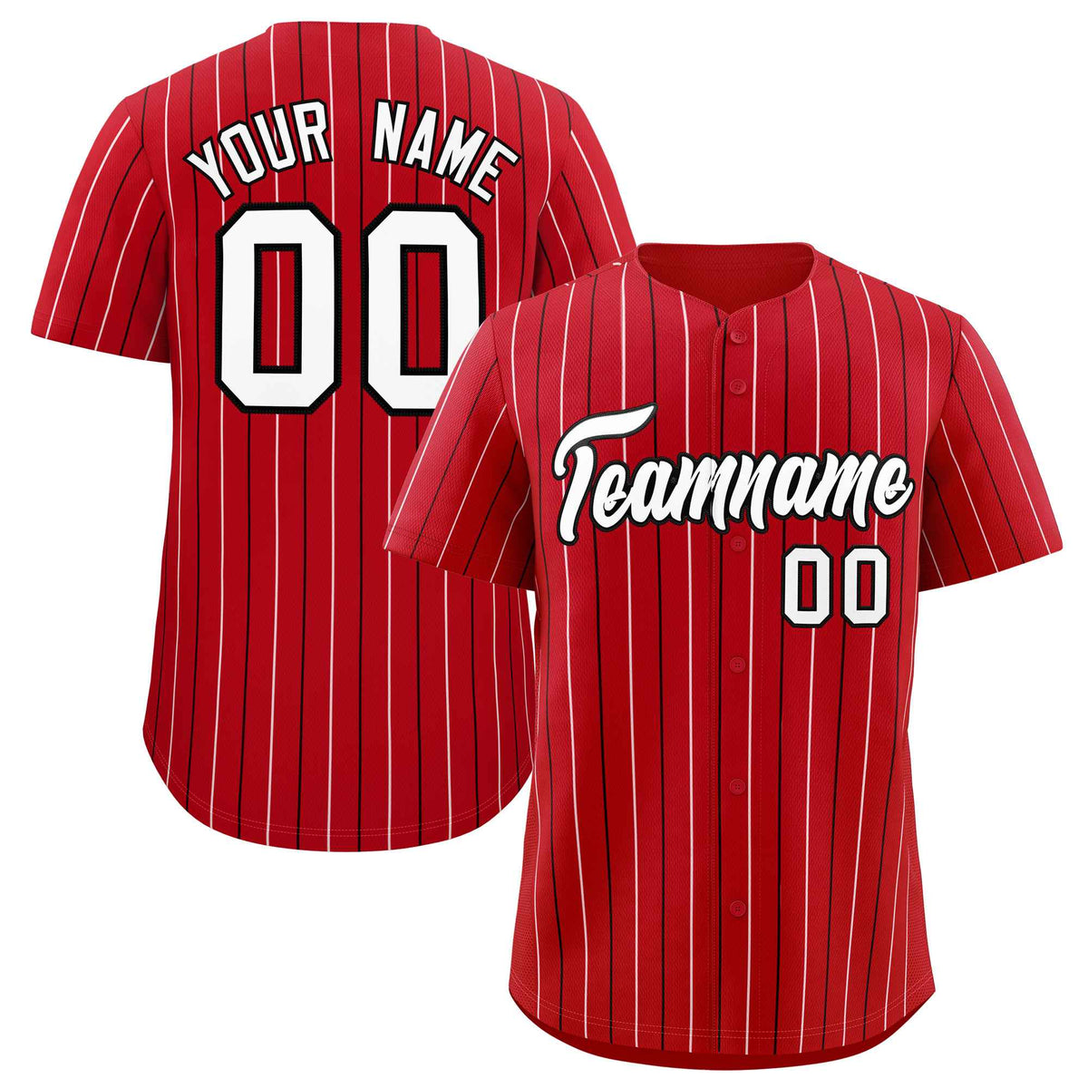 Custom Red White and Black Bi-Color Stripes Fashion Authentic Baseball Jersey